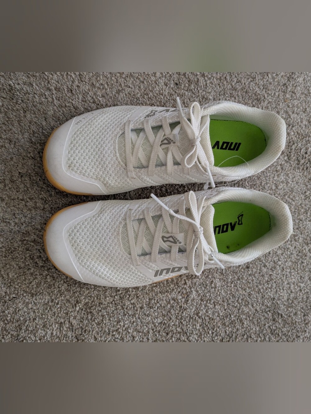 Inov 8 F-Lite 260 v2 Shoes M5.5/w7 white Knit Gum Soles Gym Training Athletic